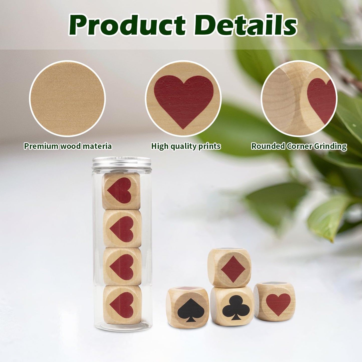 Wooden Trump Marker Dice 4Pcs,Trump Indicator,Clear Big Size Euchre Cube For Euchre Player,Great Tools For Euchre Pinochele Play