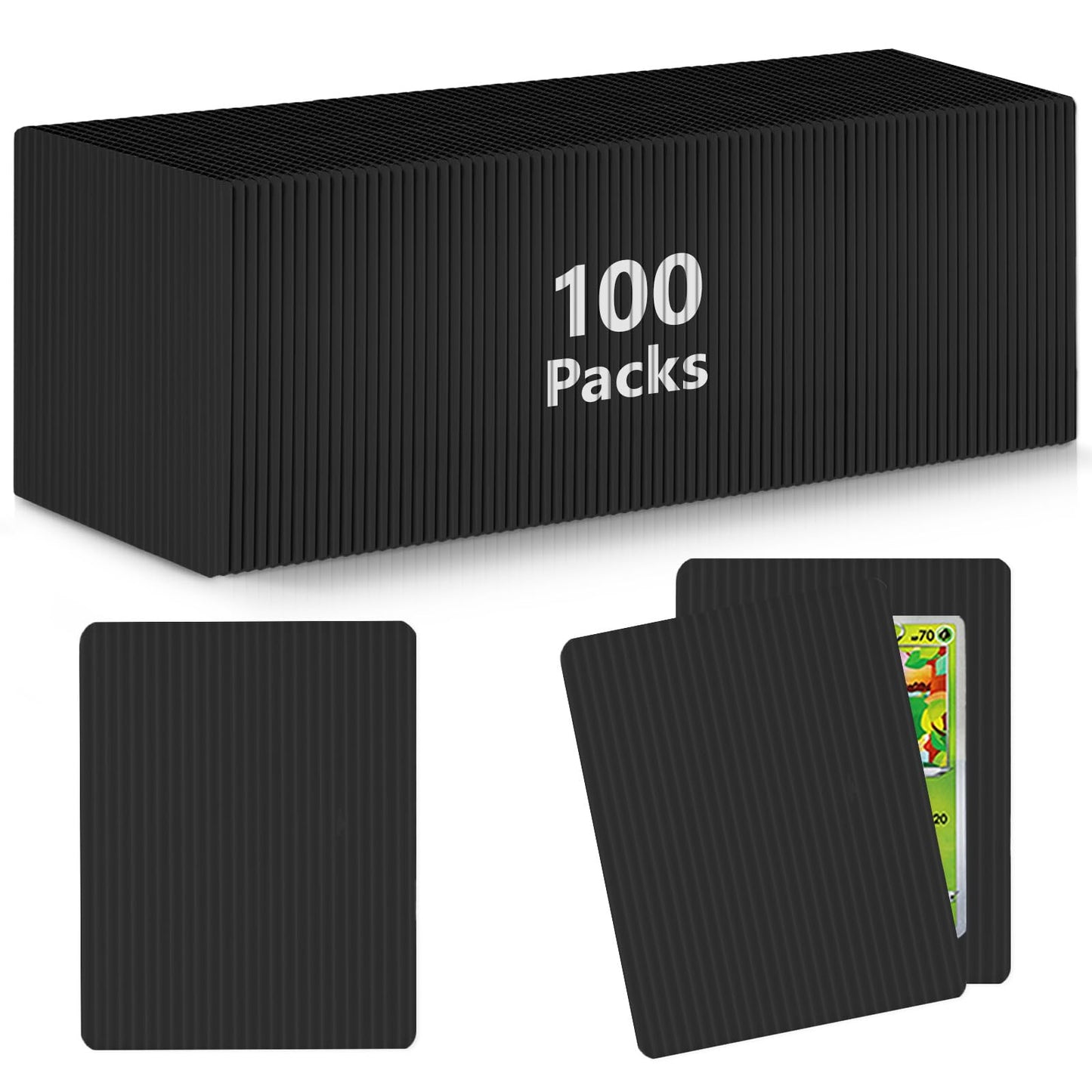 DEDC 100 Packs Trading Card Shipping Protectors Black  Card Protector Shipping for Top Loaders  Soft Card Sleeves and Semi-Rigid Card Holder  Trading Card Shipping Supplies  Card Grading Essential