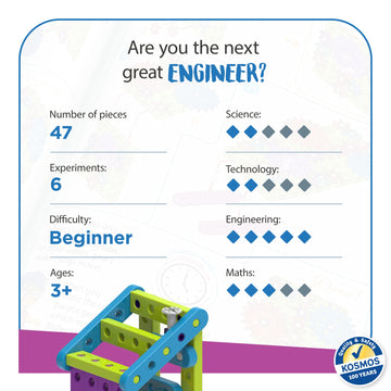 Thames & Kosmos Kids First: Intro to Tools & Building STEM Experiment Kit for Ages 3+ | Build 6 Models  Learn Basic Mechanical Engineering Principles | Make Your Own Workbench with Durable Parts