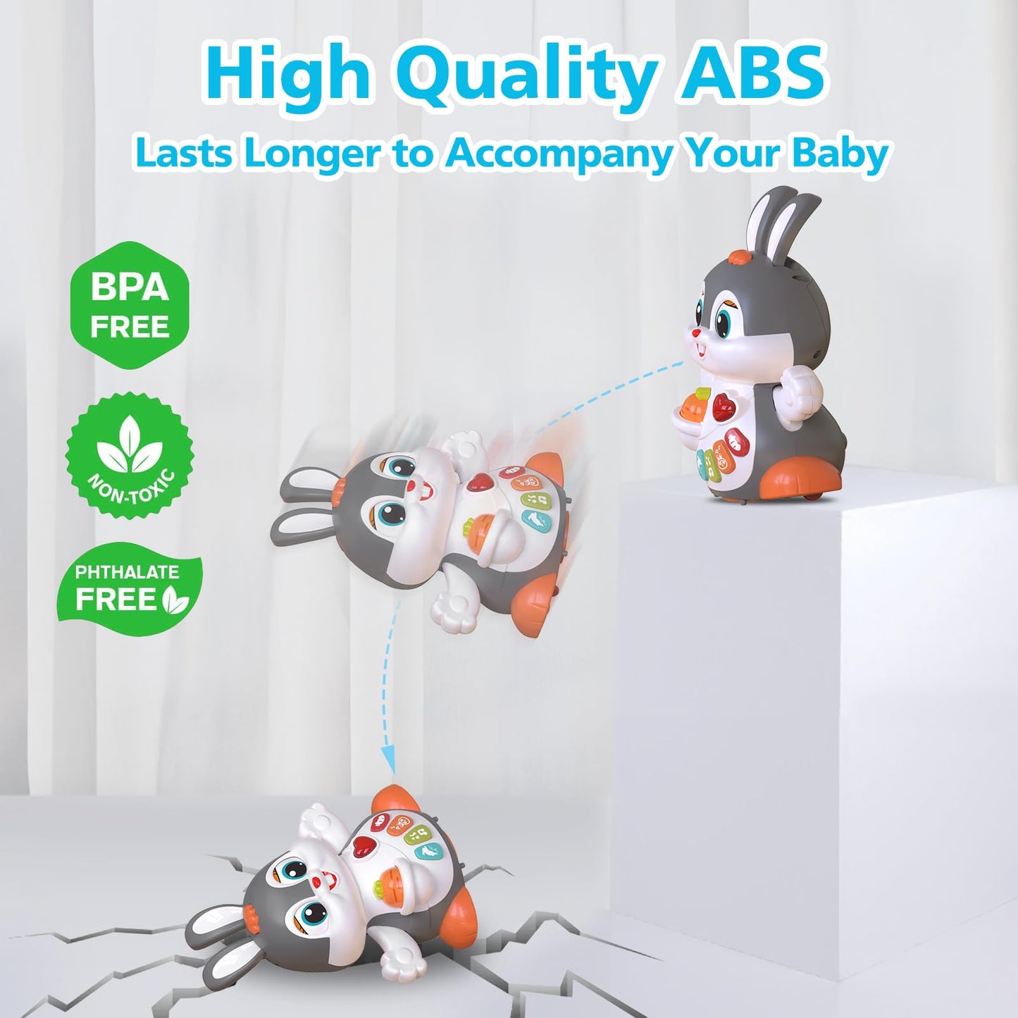Yerloa Musical Bunny Crawling Toys For Babies 6-12 Month Dancing Music Light Baby Toys, Tummy Time Toy Development Learning Toys For 6 8 9 10 12 Month Toddler Birthday Gift For 1 2 Year Old Boy Girl