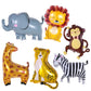 6 Pcs Giant Smile Jungle Safari Animals Balloons,Large Monkey Elephant Zebra Leopard Lion Giraffe Foil Balloons For Wild One Saf