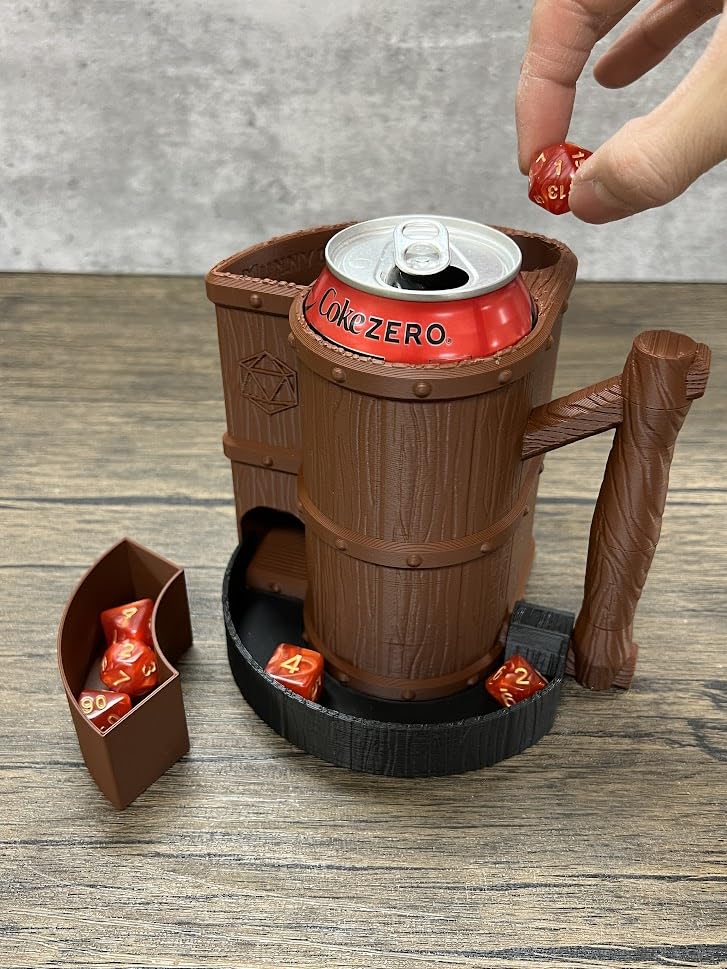 Munnygrubbers - Mug Dice Tower - No Paint Odorless Insulated Cup Can Dice Tower - (Random 7Pcs D20 Dice Set Included) - Dice Jail - Dice Holder - Dungeons And Dragons - Dnd Gift - (Tray Add-On)