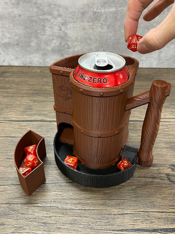 Munnygrubbers - Mug Dice Tower - No Paint Odorless Insulated Cup Can Dice Tower - (Random 7Pcs D20 Dice Set Included) - Dice Jail - Dice Holder - Dungeons And Dragons - Dnd Gift - (Tray Add-On)
