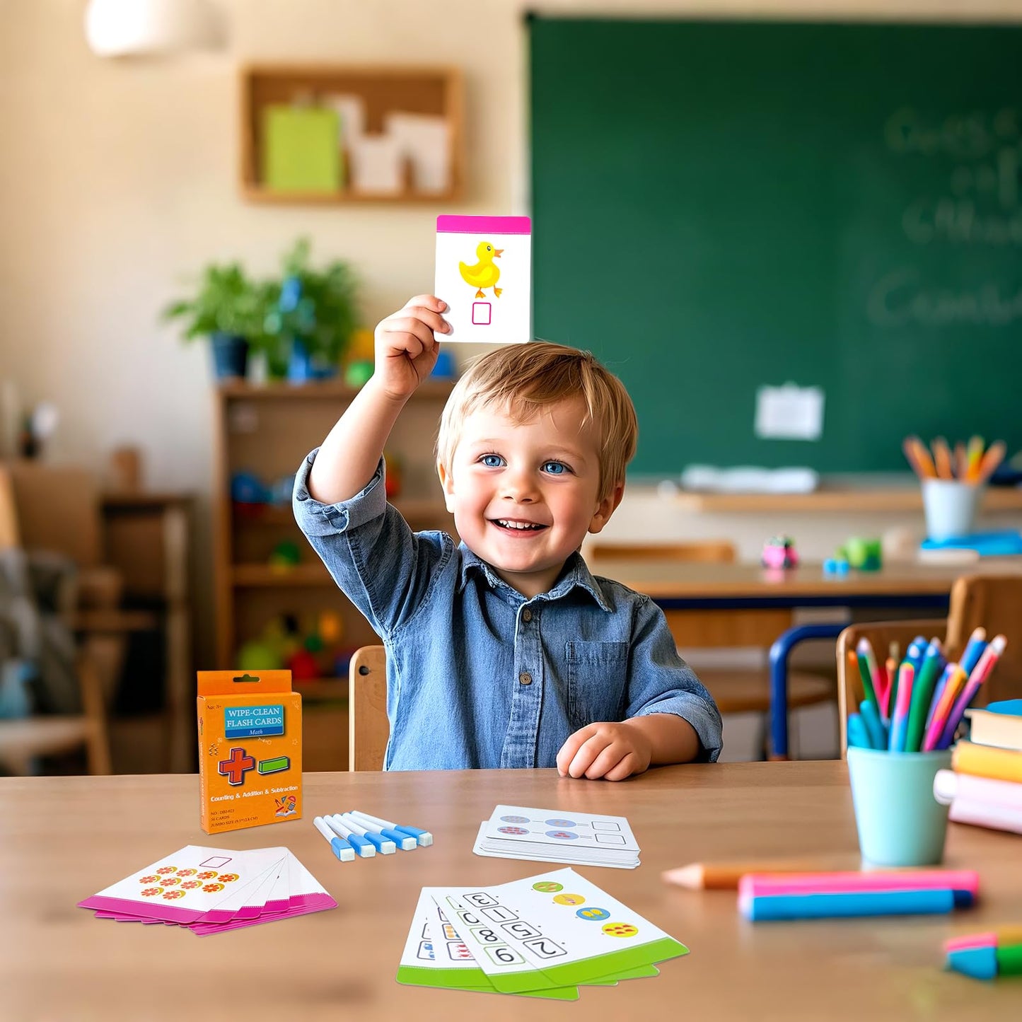 Counting & Addition & Subtraction Flash Cards For Toddlers - With 5 Dry Erase Pens, 3In1 Preschool Fun Learning Card, 36Pcs Doub