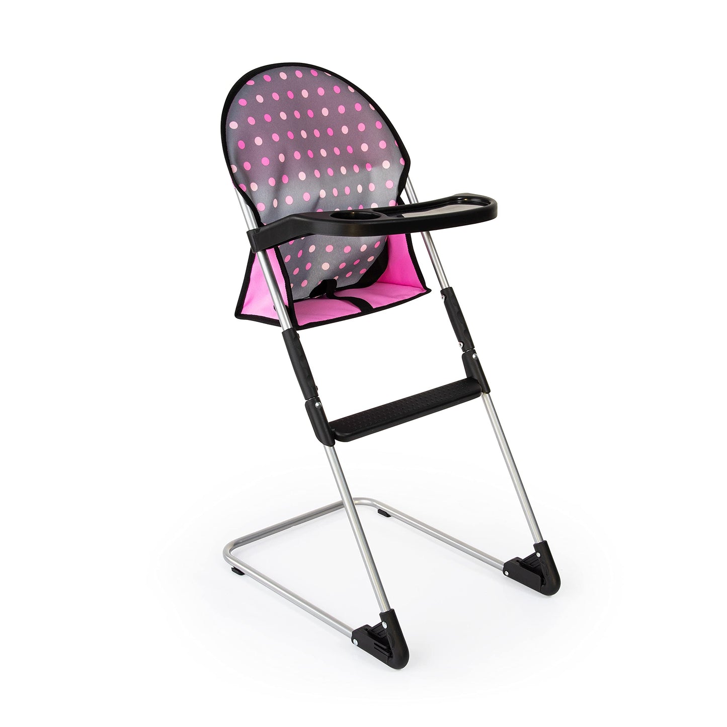 Bayer Doll High Chair/Crib Set, Grey, Pink With Dots