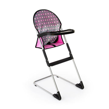 Bayer Doll High Chair/Crib Set, Grey, Pink With Dots