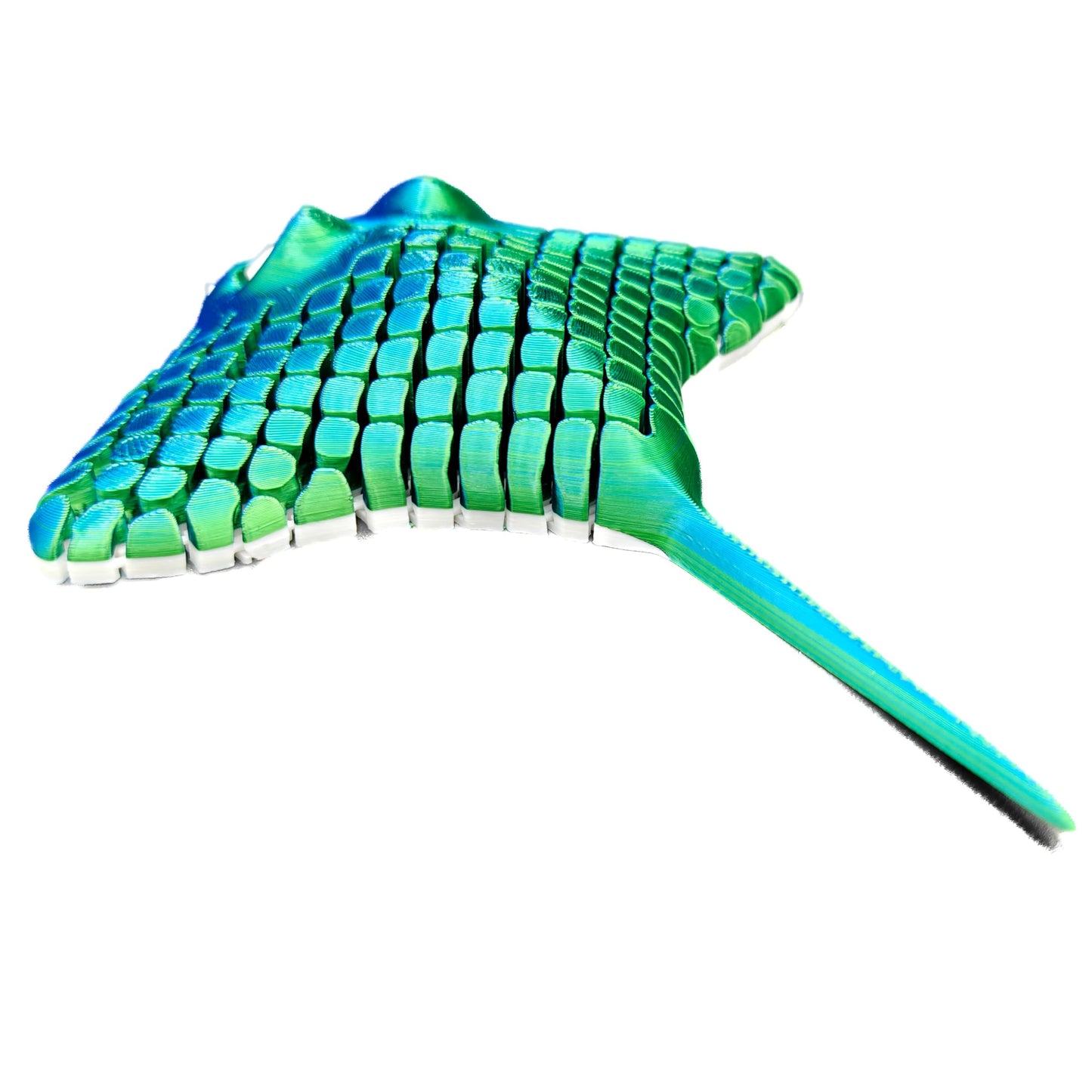 Manta Ray Fidget Toy, Multicolor 3D Printed Articulated, Sensory toy, 3d printed animals (Blue/Green)
