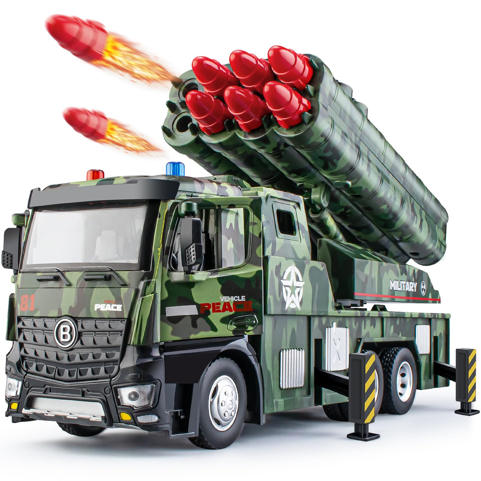 Hapyad Army Toys For Boys Age 4-7, Military Vehicle Toys With Missile Launcher Metal Cab, Friction Powered Army Toys Military Tr