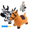 Ekepe Bouncy Hopper Cow & Horse 2 Pcs, Inflatable Hopping Outdoor Ride On Bouncy Animal Play Toys With Pump, Birthday For Kids,