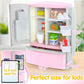 Play Kids Kitchen Refrigerator With Ice Dispenser, Pretend Kid Toy Fridge Kitchen Playset, Kitchen Appliance Accessories For Gir