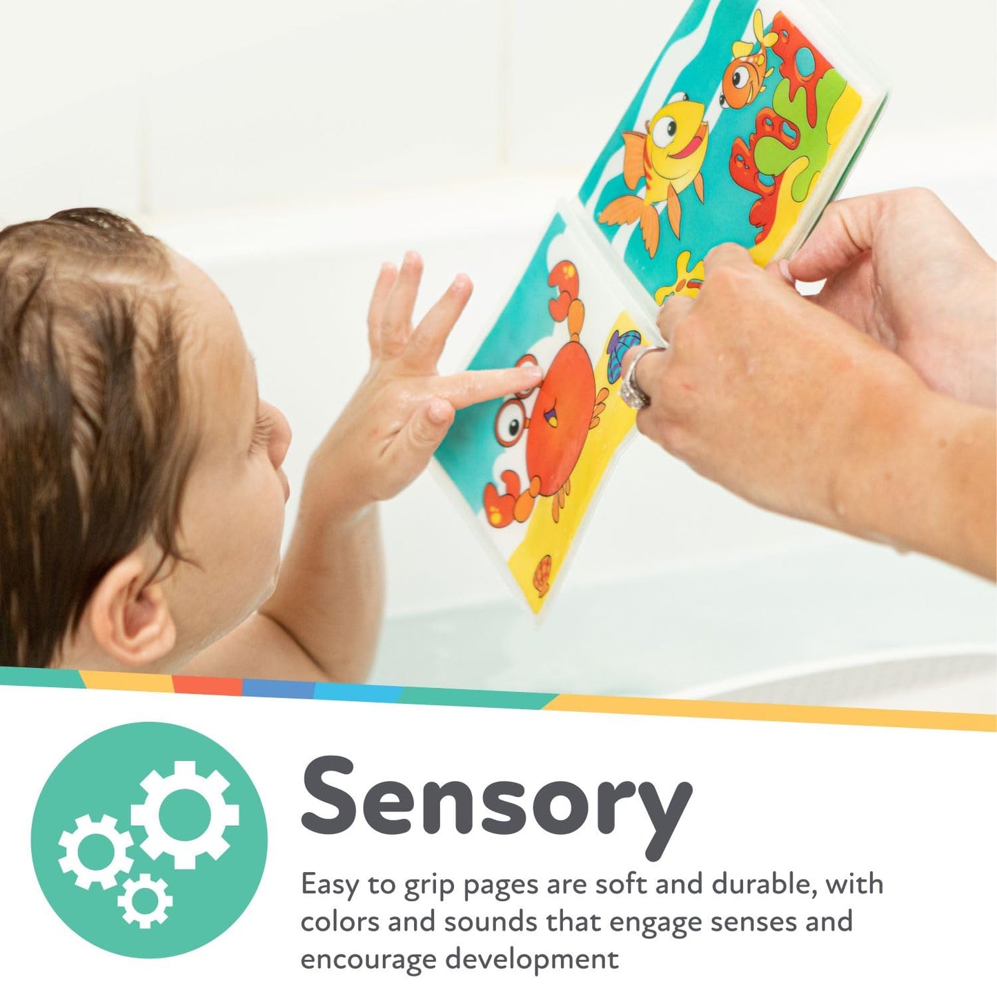 Nuby Bath Fun Time Book - Waterproof Pages, Surprise Squeaker, 1 Count, White, Model 4755
