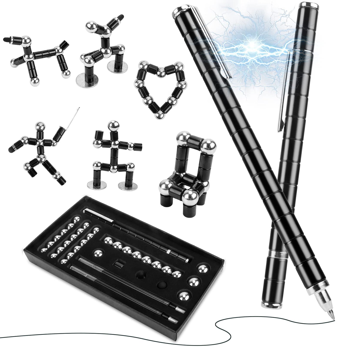 Moonhua Magnetic Pen Fidget Toy, Upgraded Black Magnet Metal Writing Pen Toy For Anxiety Relief, Diy Multifunctional Decompression Pen For Kids Adults, Idea Gift For Christmas Teens Party Supplies