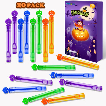 Kannove Halloween Mini Pumpkin Bubble Wands Toys Gifts For Kids 20 Pack,Small Halloween Basket Goodie Bag Stuffer Fillers Party