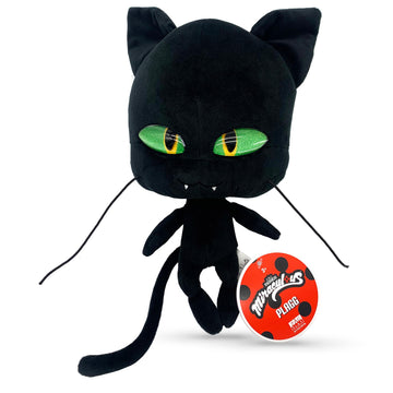 Miraculous Ladybug - Kwami Mon Ami Plagg, 9-Inch Cat Plush Toys For Kids, Super Soft Stuffed Toy With Resin Eyes, High Glitter A