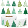 Tenare 1000 Pcs Christmas Tree Stickers Christmas Party Supplies Winter Xmas Roll Stickers Green Silver Self Adhesive Label Tag 