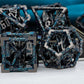 ARUOHHA Hollow DND Dice Set Black Blue Metal D and D Dice with Gift Box, Dungeons and Dragons Role Playing Games 7PCS Polyhedral
