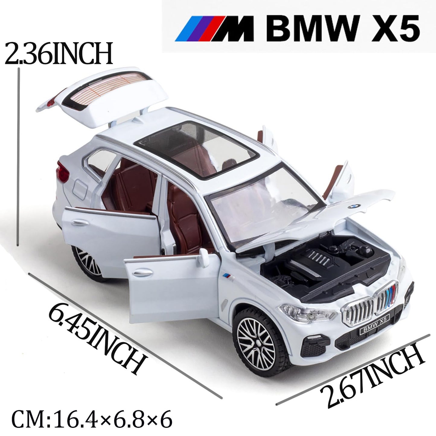 Erbadihago Toy Cars Compatible For Bmw X5 1/32 Metal Model Car Toys With Light And Sound Pull Back Collectible Model For Childre
