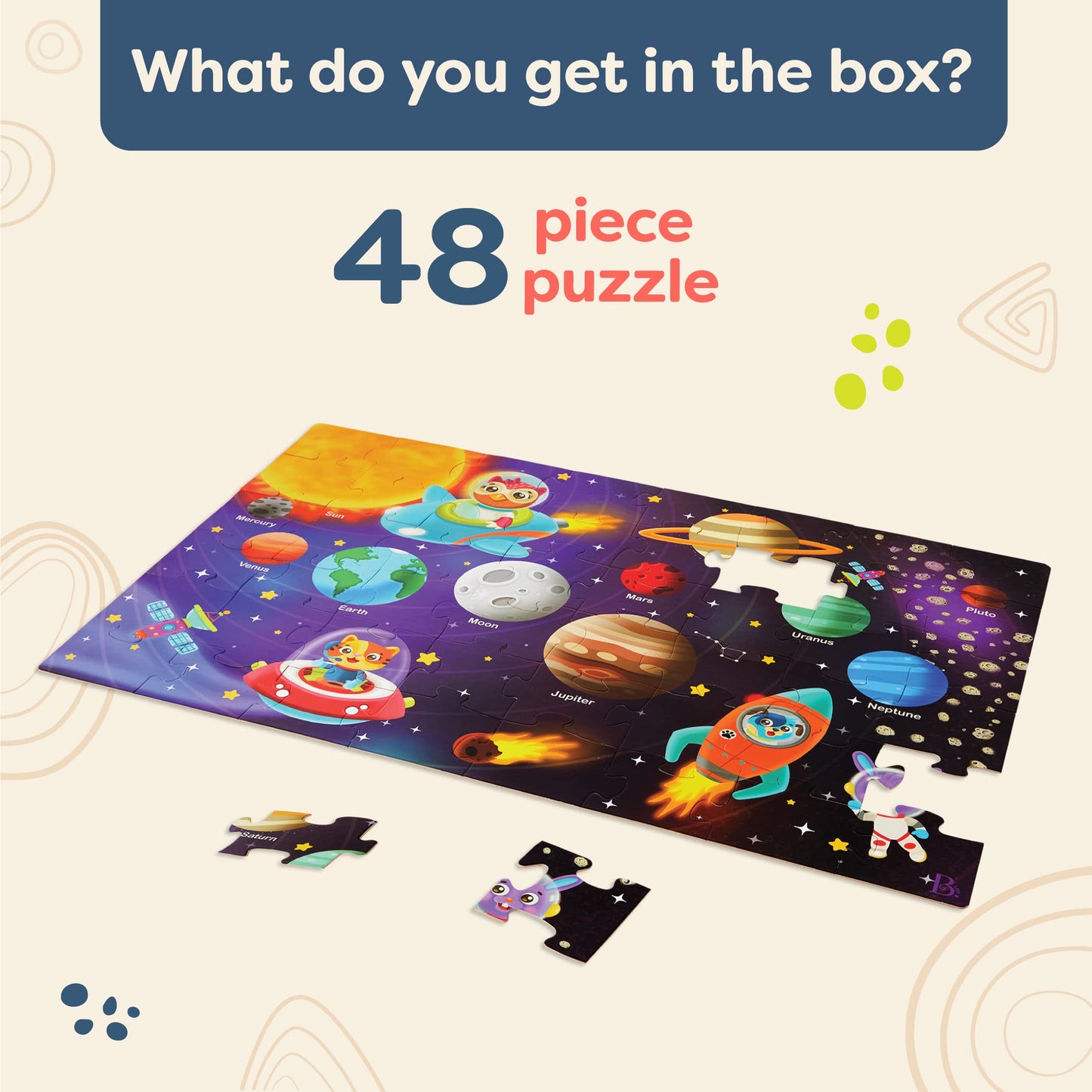 B. Toys – Floor Puzzle – 48-Piece Solar System Puzzle – Large 2 X 3 Feet Jigsaw Puzzle For Kids – Planets, Astronauts, Solar System, Space – 3 Years + – Gigantic Jigsaw - Solar System