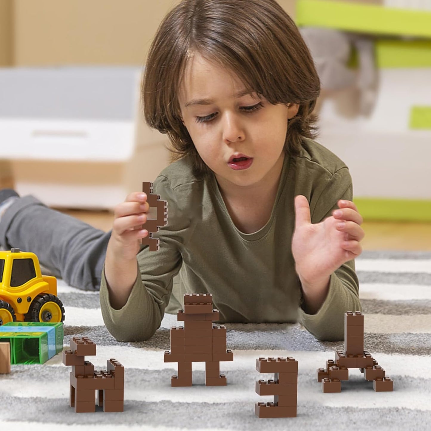 Yujhitp 100 Piece Brown Bricks Bulk, Brown 2X4 Building Bricks Flat, Compatible With Lego Parts And Pieces: 2X4 Brown Bricks(Col
