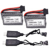 Blomiky 2 Pack 7.4V 1200mAh Li-ion Rechargeable Battery with SM5P Plug and Charger Cable for R208 R308 2008 RC Boat R208 Battery
