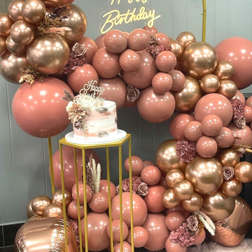 Dusty Pink Balloons, 60 Pcs Blush Pink Nude Balloons Set With Rose Gold Confetti Metallic Rose Gold Balloons, Retro Pink Pastel