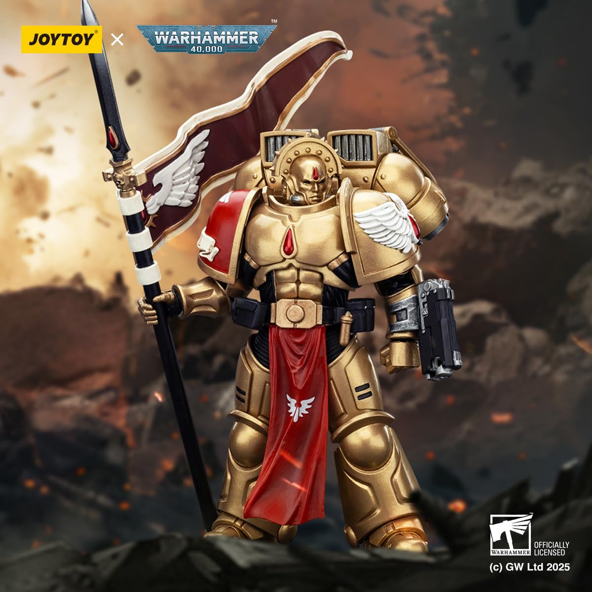 Beerise Joytoy 1/18 Action Figures - Warhammer 40,000 Blood Angels Sanguinary Guard 3 With Angelus Boltgun And Encarmine Spear -
