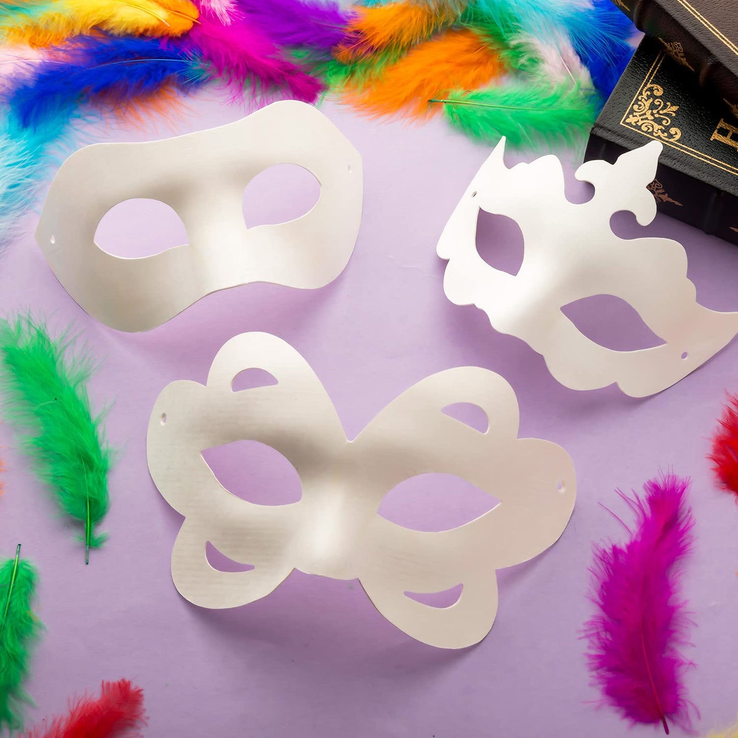 Zhbdmgk White Masquerade Masks, 16Pcs Unpainted Blank Diy Masks In 8 Styles For Mardi Gras Easter Halloween Cosplay Party Suppli