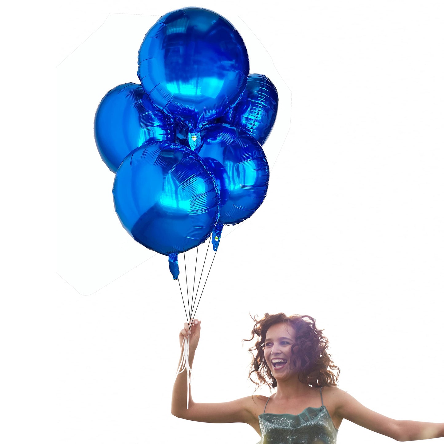 Blue Foil Balloons, Round Shape 10Pcs Big Mylar Balloons Helium Balloons For Birthday Baby Shower Wedding Party Decoration 18 In