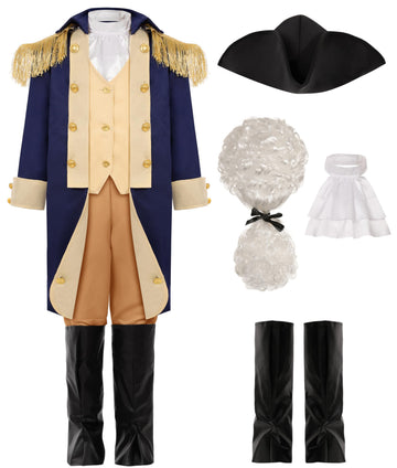 Gortykor Kids George Washington Costume Founding Father Costume For Boys American Colonial Uniform (8-10 Years)