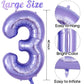 AIQINHU Purple 40 Inch Foil Number 3 Balloon - Giant Mylar Balloon for 3 Year Old Birthday Party Decorations