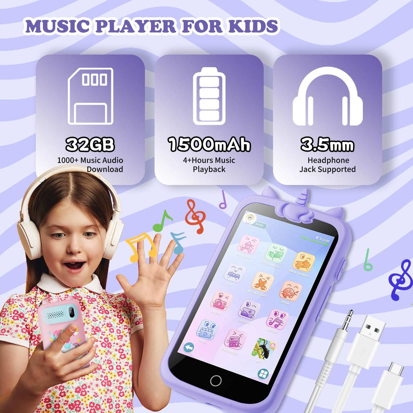 Kids Toys Phone, 3.97'' Touchscreen Mini Phones For Kids, Learning Phone Puzzle Games For Girls Boys, 1500Ma Toys Cell Phone, 8G