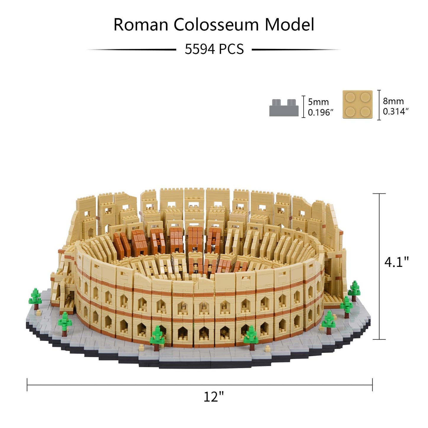 Geniteen Building Blocks Set - Roman Colosseum Model, 5594 PCS Micro Building Kit, Plastic Construction Toy for Kids & Adults