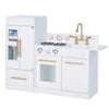 Teamson Kids Little Chef Charlotte Modern Modular Interactive Wooden Play Kitchen with Refrigerator, Stove and Sink in White wit
