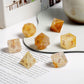 DNDND Yellow Calcite Dungeons and Dragos Dice Set 7 PCS Stone D&D Die with Grogeous Gift Case for DND Tabletop Game (Yellow Calc