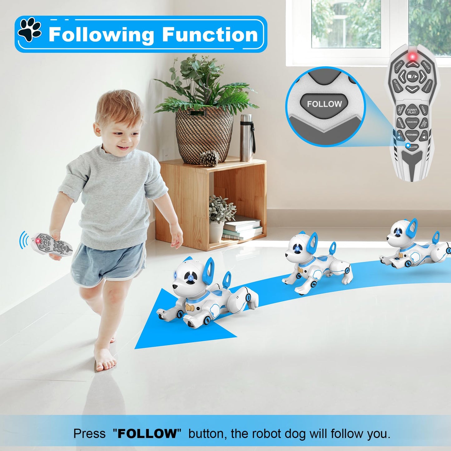 Supireo Remote Control Robot Dog Toy, Rc Dog Programmable Smart Interactive Robotic Pets, Rc Stunt Robot Toys Dog Imitates Animals Music Dancing Handstand Push-Up Follow Functions For Boys Girls Toy