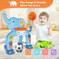 Shemira Toddler Basketball Hoop & Soccer Goal Activity Center with Lights & Music - Fun Gift for Boys & Girls Ages 1-3, Blue