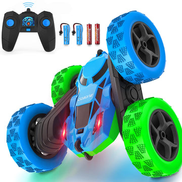 cosone Remote Control Car Toys for Boys - 4WD 2.4Ghz Double Sided 360 Rotating All Terrain RC Cars with Cool Lights, Kids Birthd