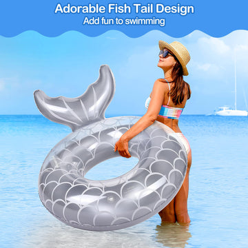 Moko Inflatable Swimming Ring With Handles For Adults, Swimming Tube Cute Pool Float Tube Decorations Swim Tubes Outdoor Pool Be
