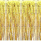 PRVV Pack of 4, 3 x 6 feet Each Golden Foil Fringe Tinsel Metallic Backdrop Curtains for Birthday Decoration Wedding Engagement 
