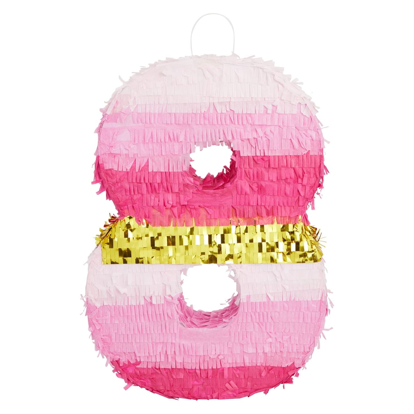 BLUE PANDA Number 8 Pinata - Pink and Gold Birthday Decorations, 16.5x11x3 in, Paper for Girls' 8th Birthday Party