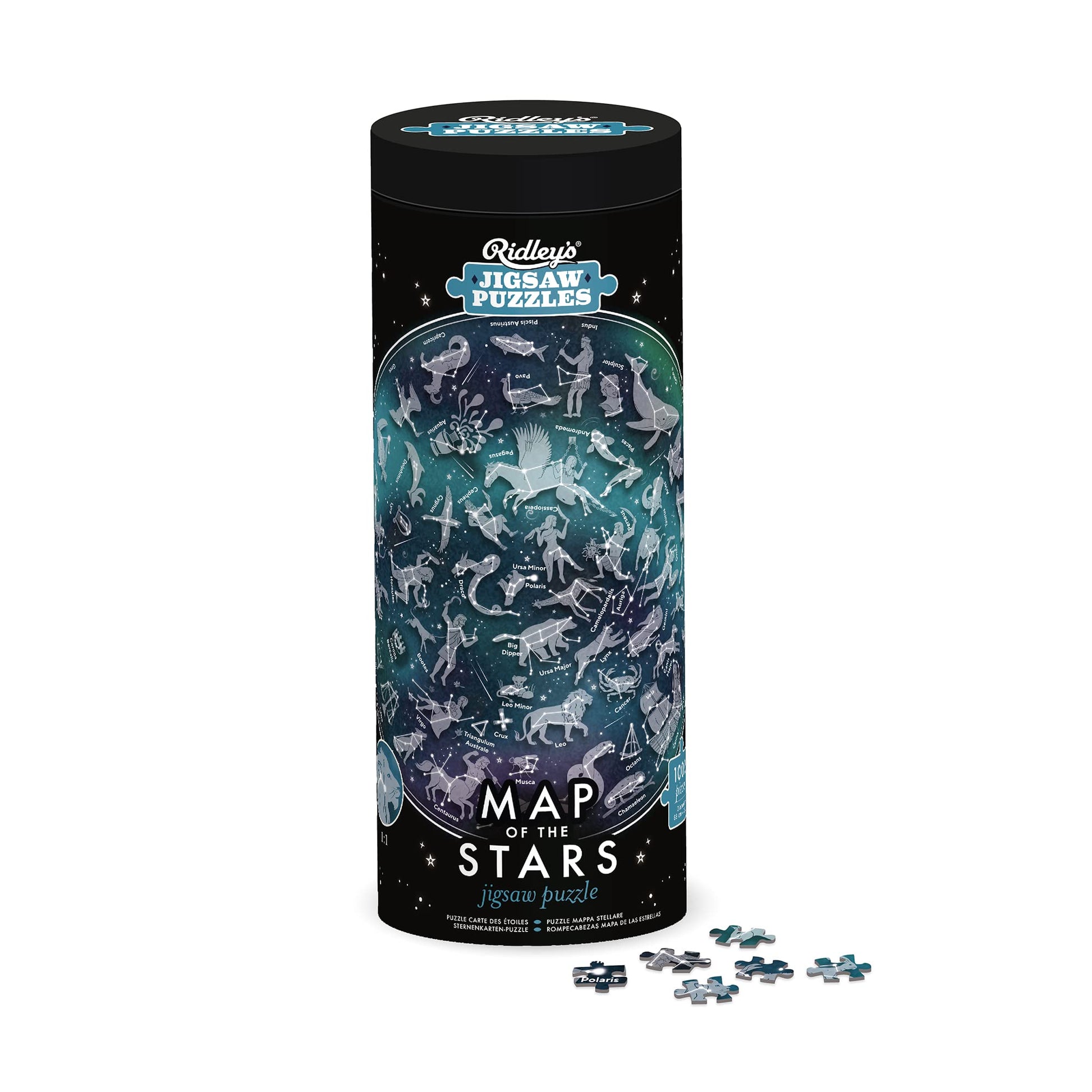 Ridley'S Games: Map Of The Stars 1000-Piece Jigsaw Puzzle |Perfect For Astrology/Astronomy Lovers With Over 30-Unique Constillations | Perfect Room Décor Once Completed | Storage Tube Included
