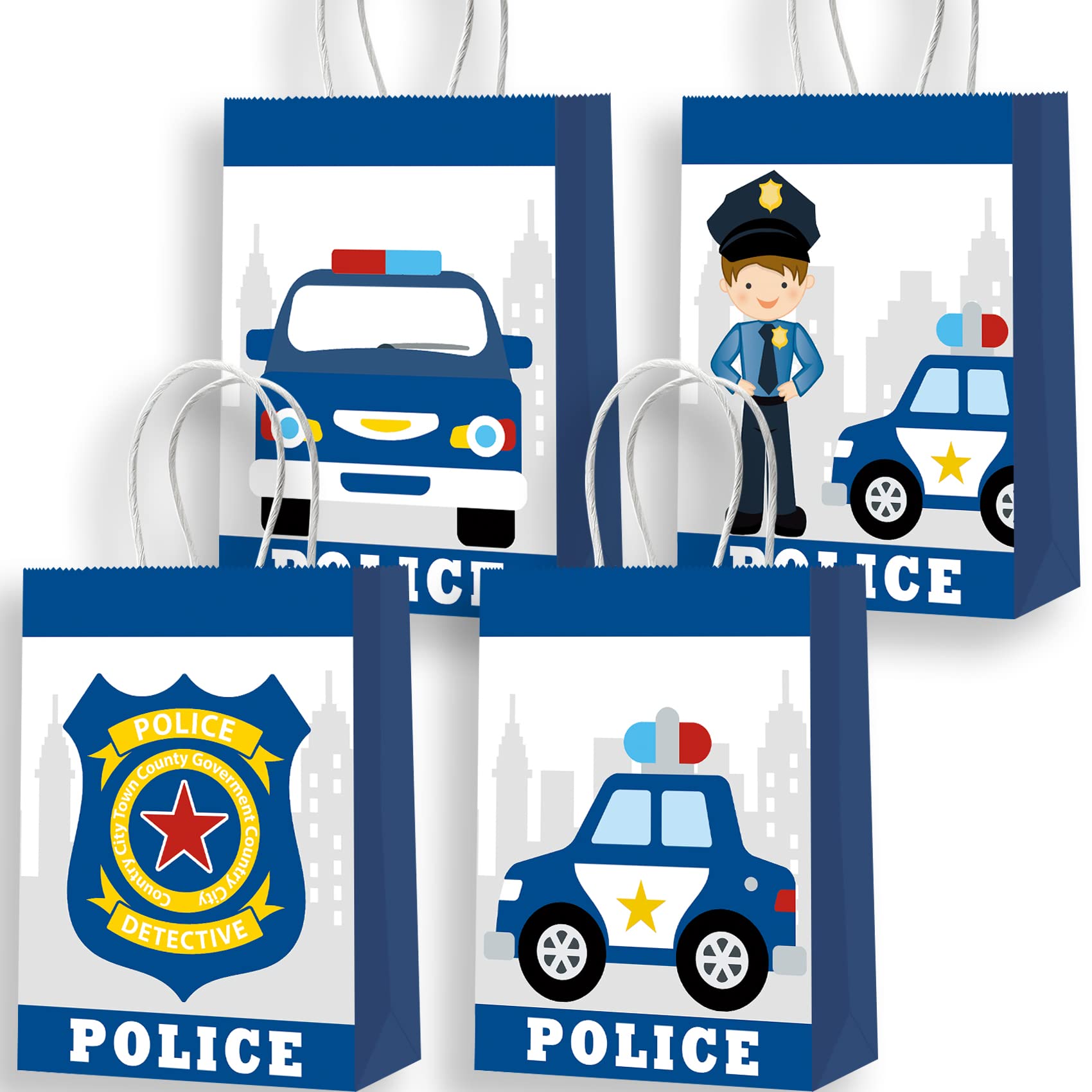 16Pcs Police Party Bags Police Decorations For Party Police Gift Bag Police Party Favors For Kids Police Car Party Favors Police