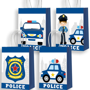 16Pcs Police Party Bags Police Decorations For Party Police Gift Bag Police Party Favors For Kids Police Car Party Favors Police