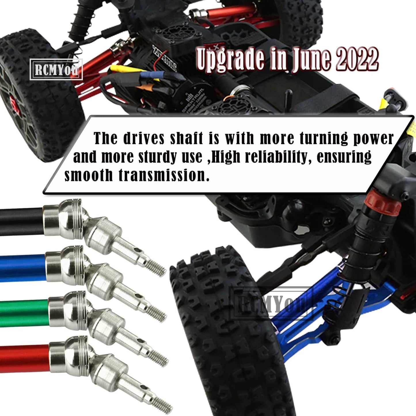 RCMYou Drive Shaft CVD Axles for 1/10 Arrma Senton Granite 3s Blx&Mega550,Vortek 3s Blx,4Pcs RC Upgrades Parts,Front Rear Drives