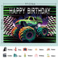 LDWLYW Truck Banner Backdrop, Green & Purple, 7x5ft Polyester Birthday Party Decorations for Boys, Cars Theme, Model 1122334455667723