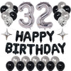 Naninuneno 32Nd Black Silver Birthday Party Decorations For Men Women, Happy 32 Birthday Party Supplies With Black Happy Birthda