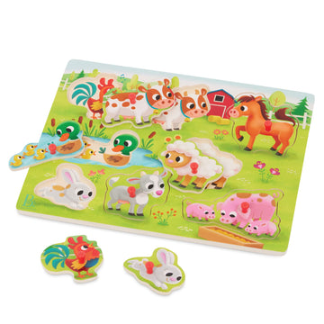 B. Toys- Peek & Explore - Farm Animals- Wooden Peg Puzzle – Farm Puzzle For Toddlers, Kids – 8 Farm Animal Pieces – Cow, Horse, Sheep & More – 2 Years +
