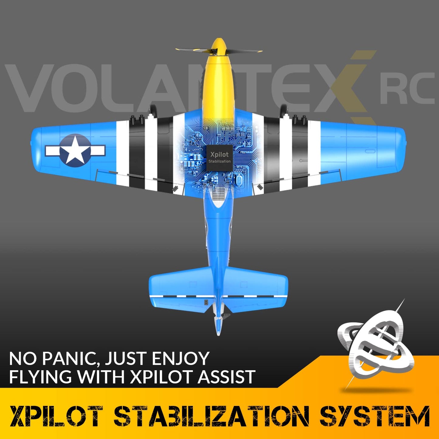 Antsir Rc Plane For Adults And Kids, 4 Channel Hobby Remote Control Airplane P51 Mustang Fighter With 6-Gyro System For Beginner