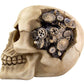 Pacific Trading Steampunk Cyborg Protruding Gear Work Human Skull Statue Clockwork Gear Design Skeleton Cranium Figurine