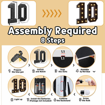 Imprsv 3Ft Black 10Th-Birthday Decorations Numbers: 10Th Birthday Party Anniversary Decorations Large Light Up Numbers 10 For Gi